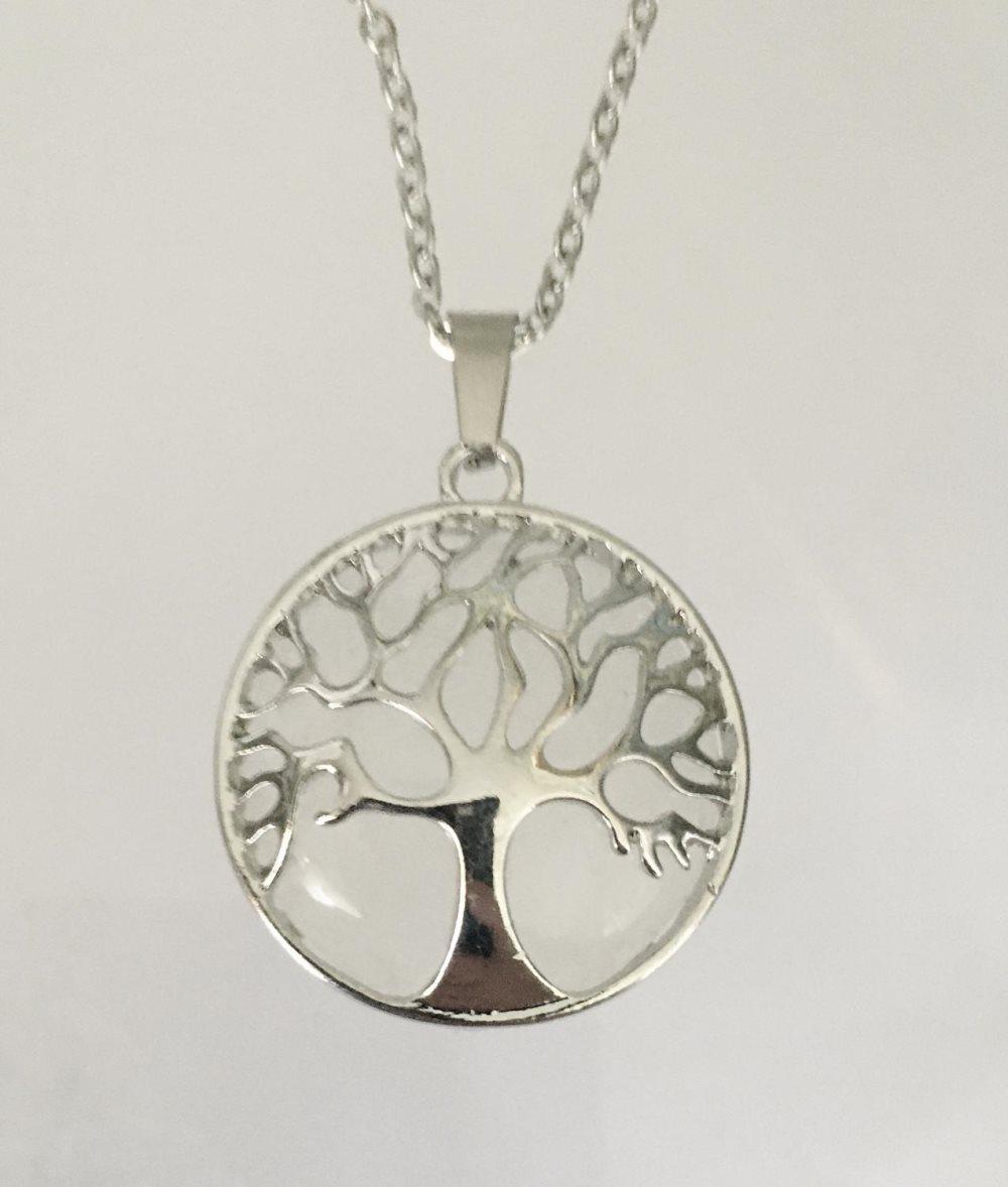 Halsband Livets Träd Bergskristall Tree Of Life Rostfri kedja