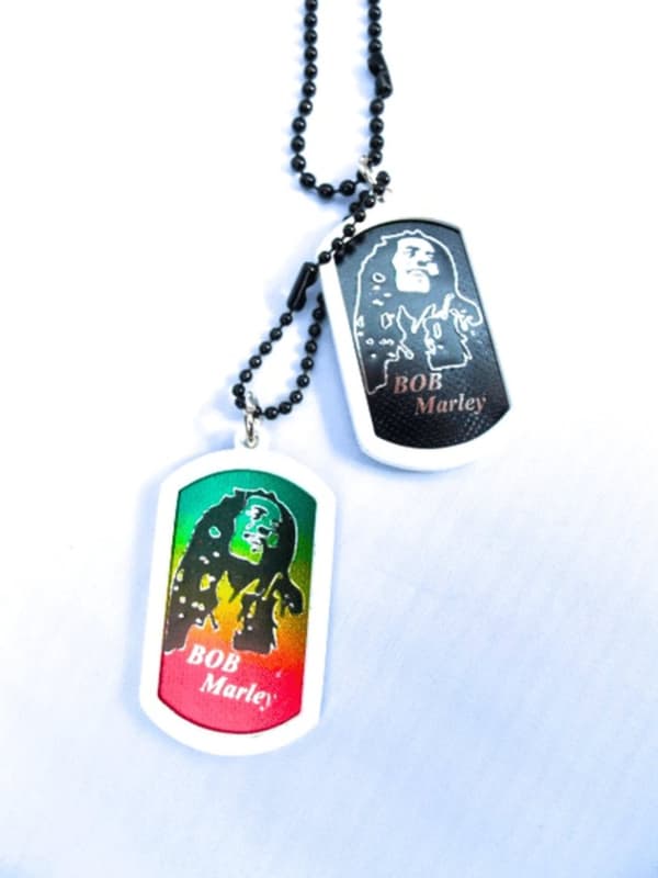 Rasta man -  Dog Tag halsband vit ram