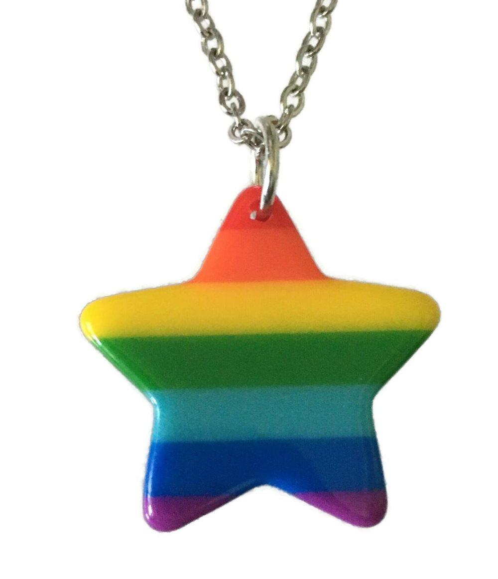 Halsband Stjärna Regnbåge Pride Kärlek Star HBTQ Rostfritt