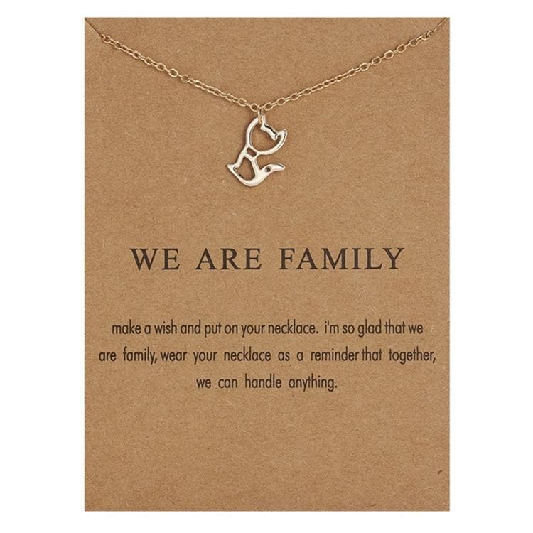 We are family - halsband med en katt 18K guldpläterat gåva julklapp