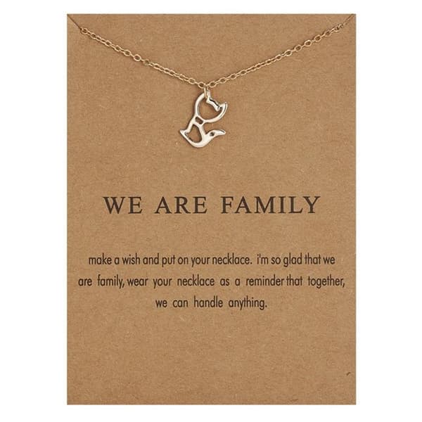 We are family  - halsband med en katt 18K guldpläterat gåva julklapp