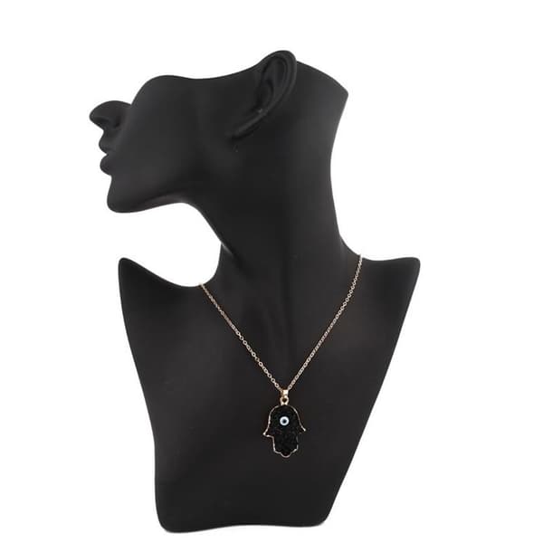 Fatimas hand m öga - handgjort halsband med aura kvarts och harts