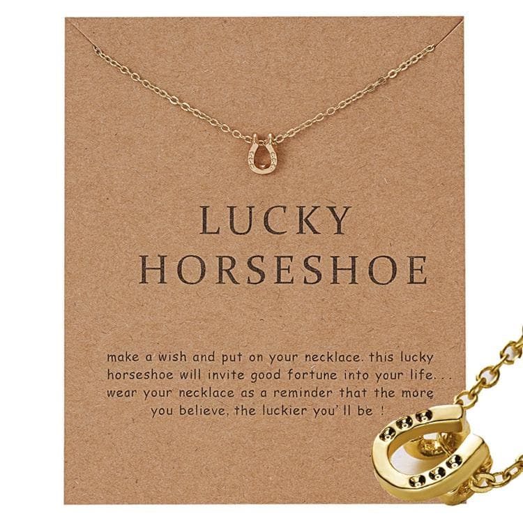 Lucky horseshoe -halsband med hästsko 18K guldpläterad gåva julklapp