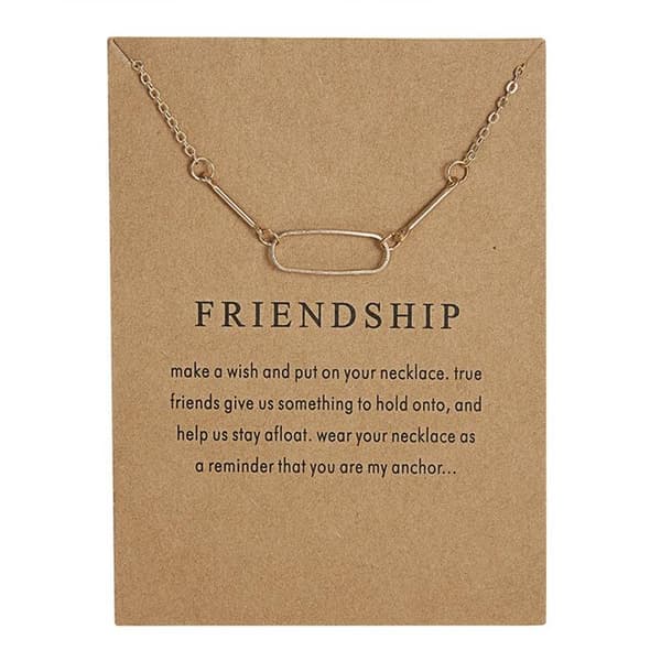 Friendship  -halsband med oval 18K guldpläterad gåva vänskap valentines