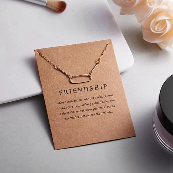 Friendship  -halsband med oval 18K guldpläterad gåva vänskap valentines