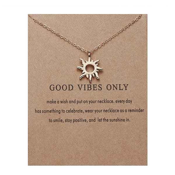 Good vibes only -kaulakoru, aurinko 18K kullatut lahjavärähtelyt