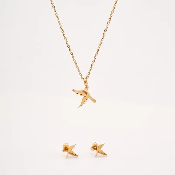 Life is beautiful -halsband med fågel 18K guldpläterad gåva kolibri julklapp