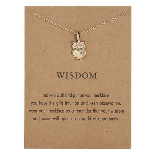 Wisdom -halsband med uggla 18K guldpläterad gåva student examen julklapp