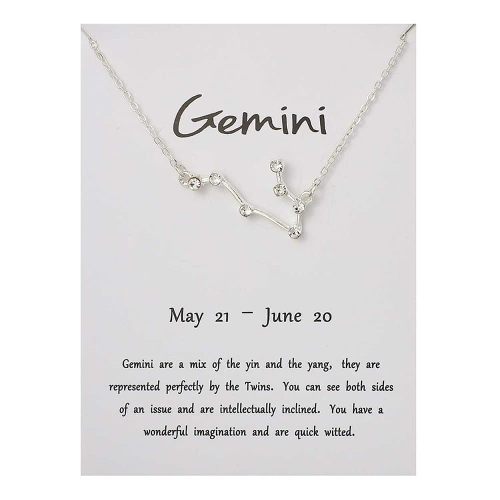 Stjärntecken Halsband Tvillingarna Gemini Gåvohalsband Silver