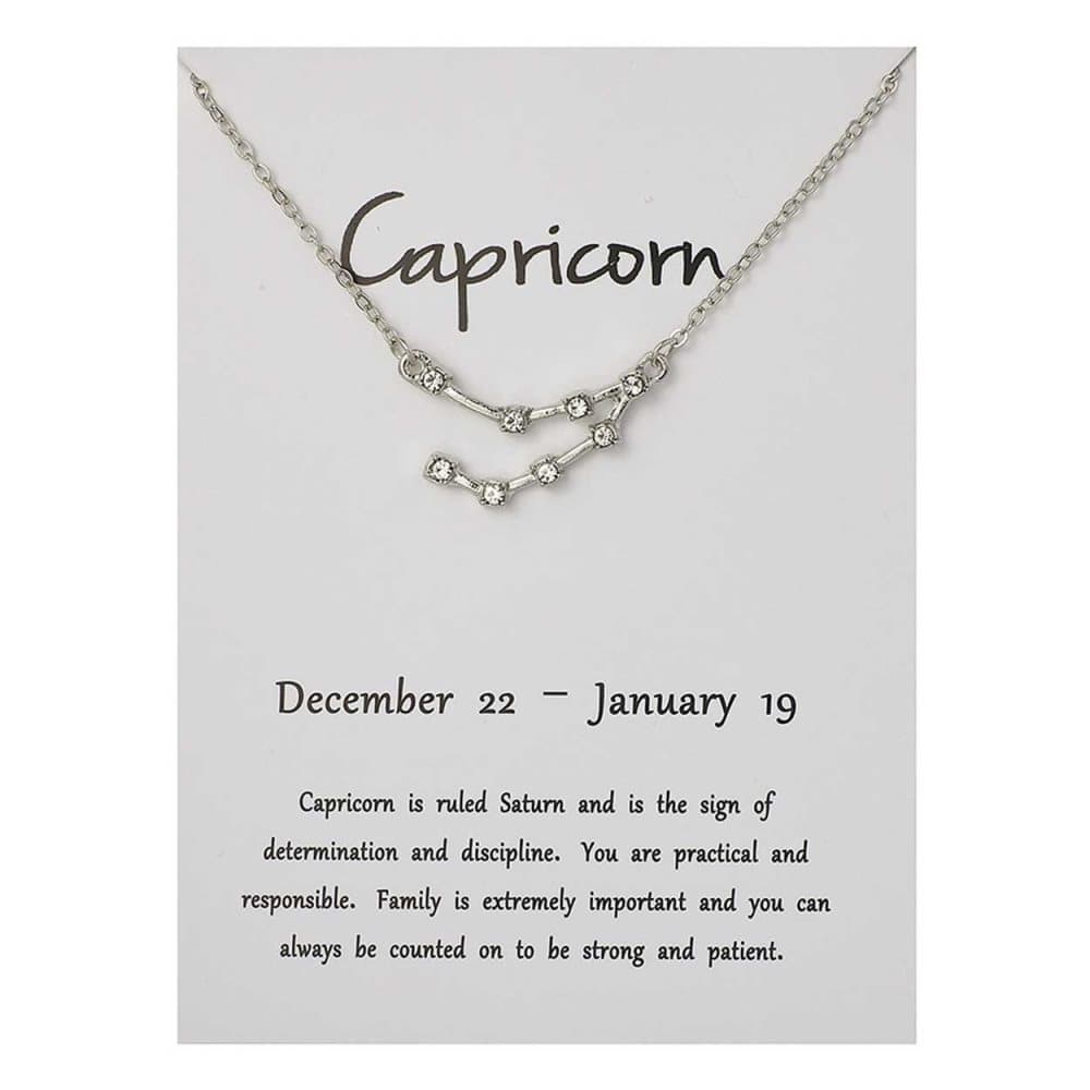 Stjärntecken Halsband Stenbocken Capricorn Gåvohalsband Silver