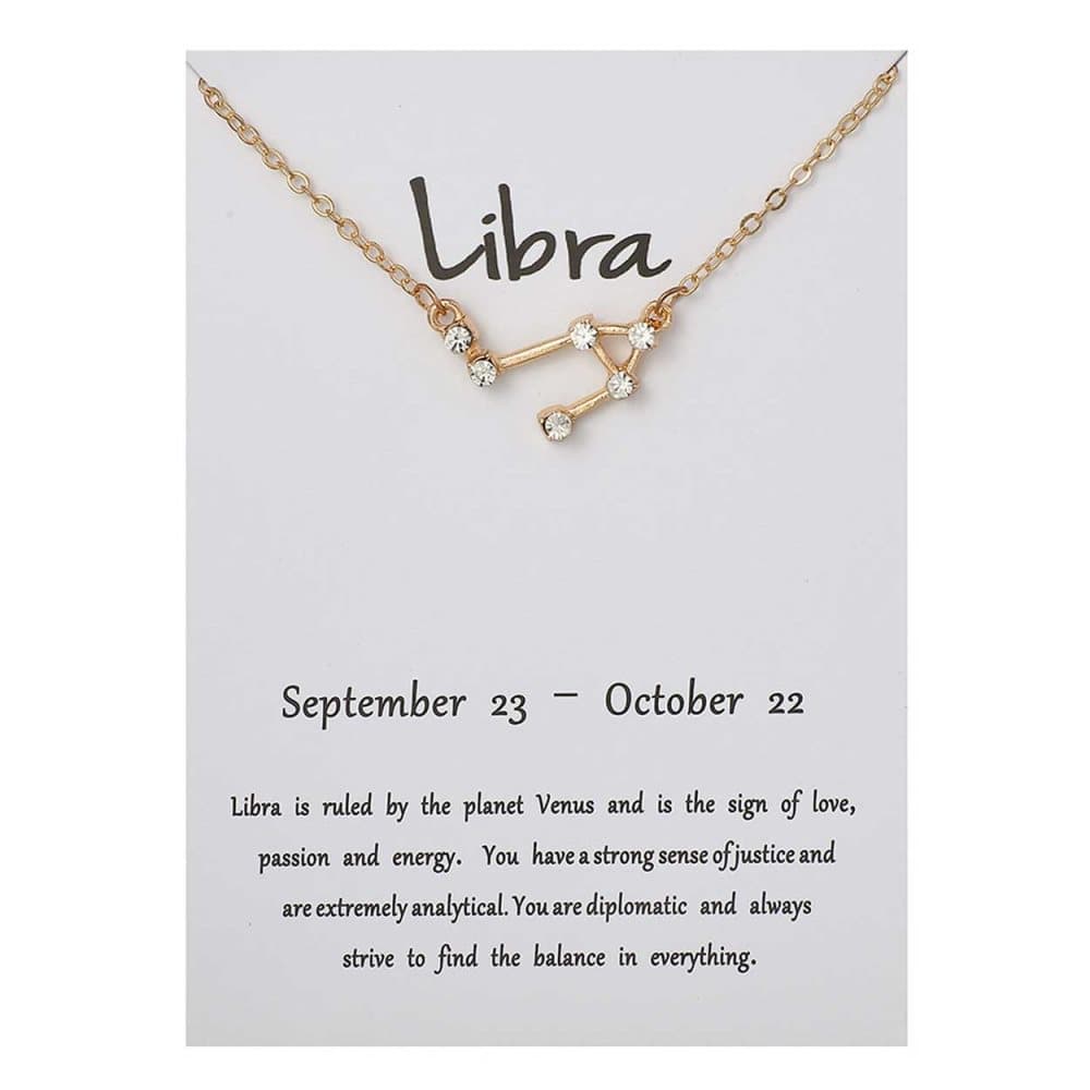 Stjärntecken Halsband Vågen Libra Gåvohalsband Guld