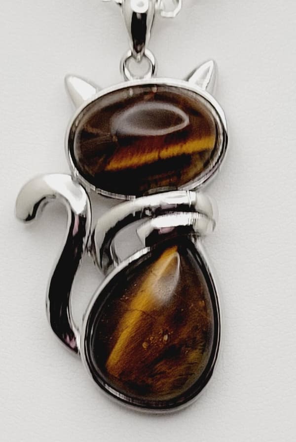 Halsband KATT Tigeröga Healing Wicca Pagan Rostfri kedja