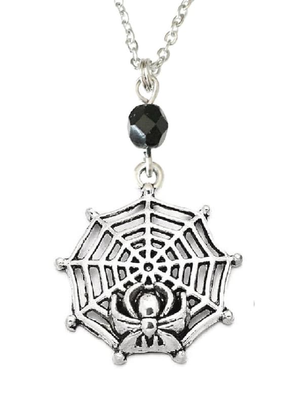 Necklace - Spider - Web - Bead - Black