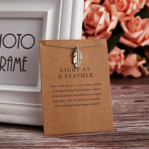 Light as a feather - necklace with message gold plated