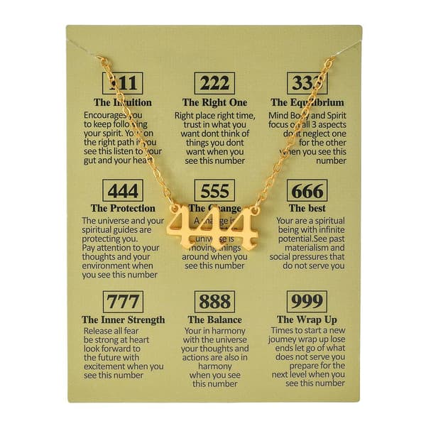 Kullattu kaulakoru enkeli numero 444 tarkoittaa lahja henkistä