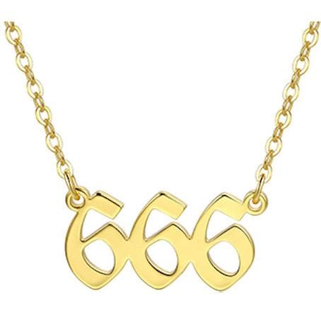 Kullattu kaulakoru enkeli numero 666 tarkoittaa lahja henkistä