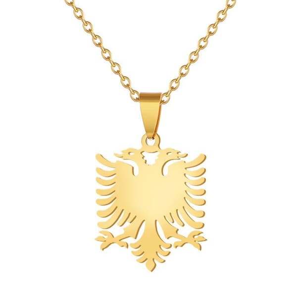 Halsband med shenja e flamurit albansk örn guldpläterat & silver