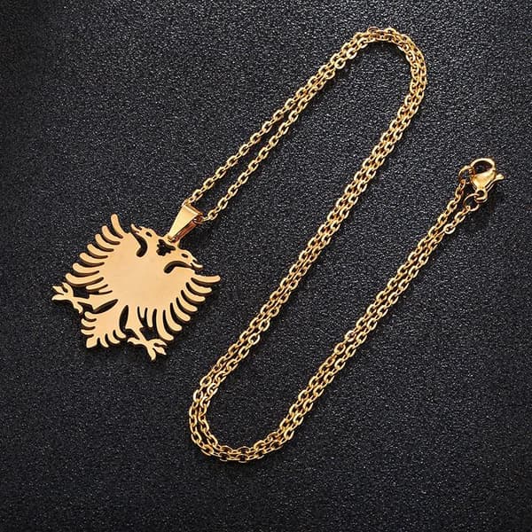Halsband med shenja e flamurit albansk örn guldpläterat & silver