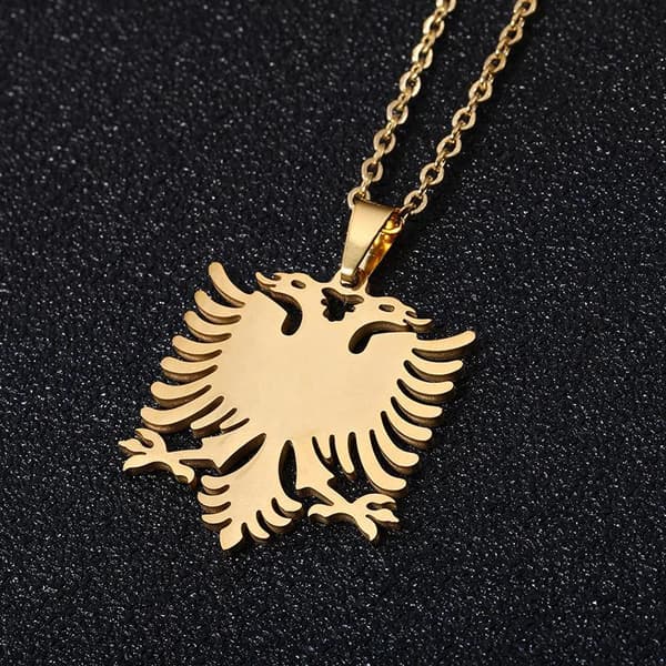 Halsband med shenja e flamurit albansk örn guldpläterat & silver
