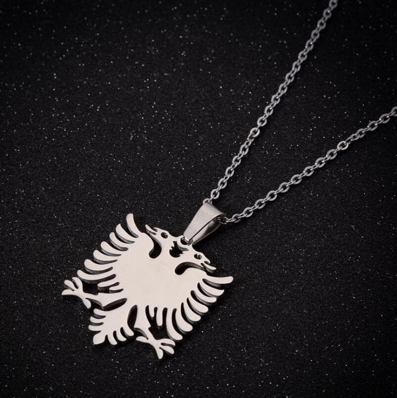 Halsband med shenja e flamurit albansk örn guldpläterat & silver