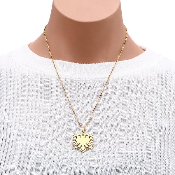 Halsband med shenja e flamurit albansk örn guldpläterat & silver