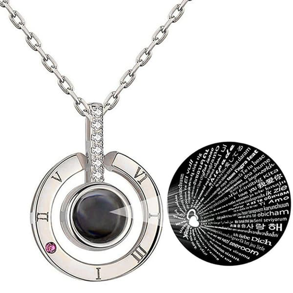 Halsband, I love You på 100 Språk - Silver