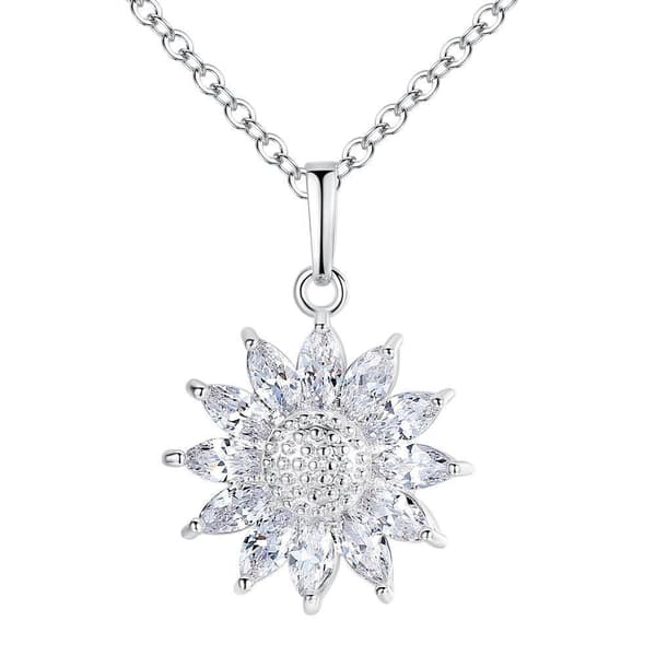 Vackert halsband i zirkon solros roséguld silver julklapp