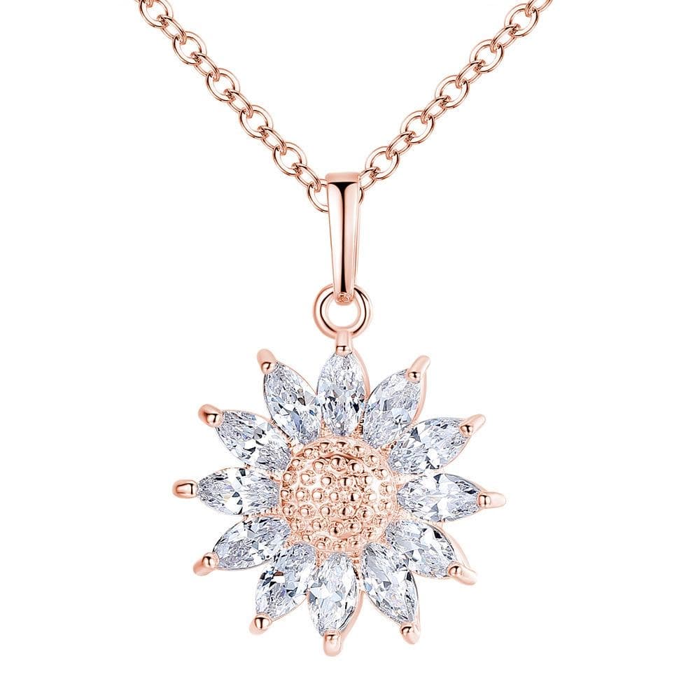 Vackert halsband i zirkon solros roséguld silver julklapp