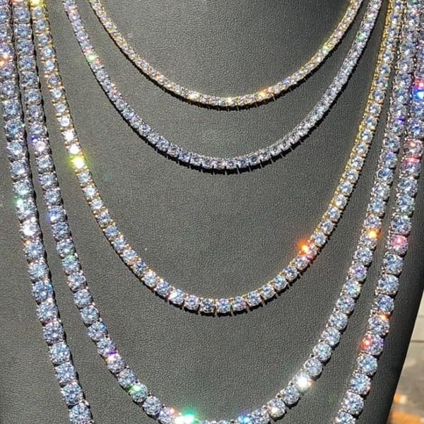 Long beautiful chains with zircon stones gold-plated chain Christmas present 61 cm