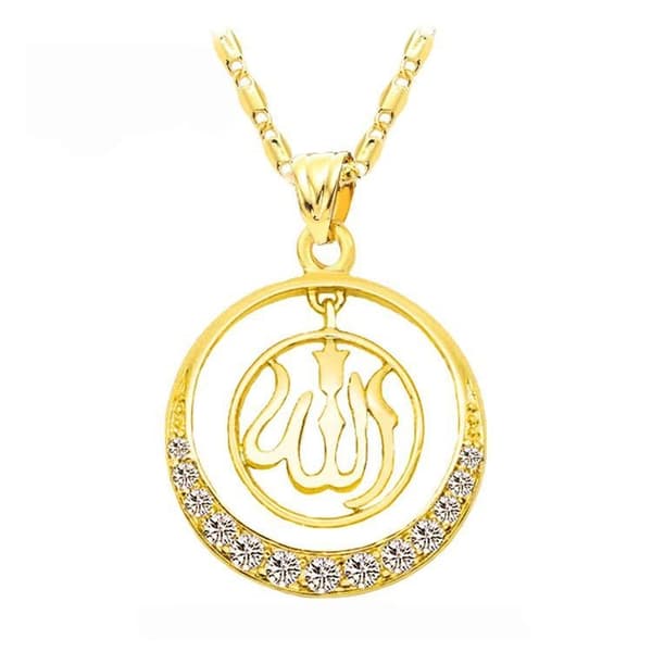 18 carat gold plated chain Allah Muslim with zircon diamond Gold