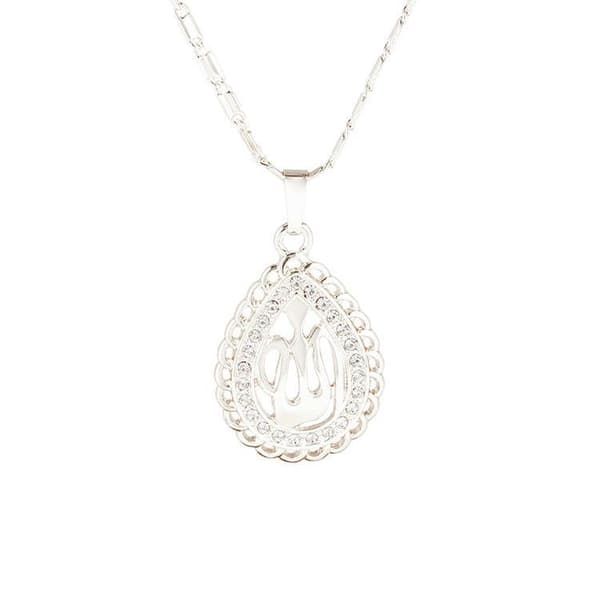 18 carat gold plated chain Allah Muslim with zircon diamond Silver