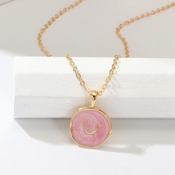 Beautiful handmade necklace with enamel in with moon, flash & heart Moon