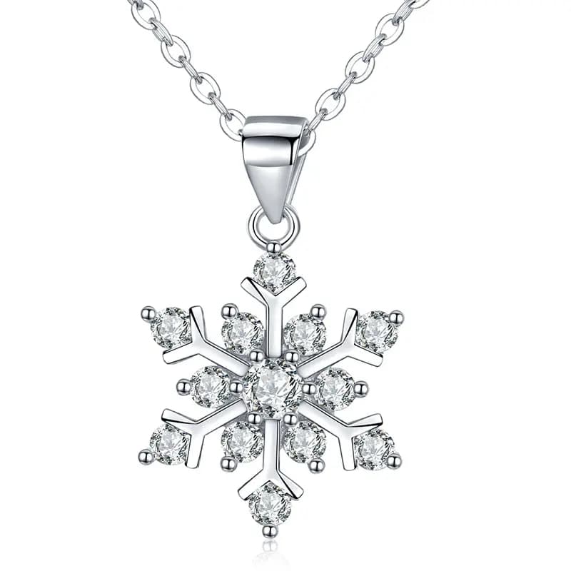 Vackert silverpläterat halsband med snöflinga med strass