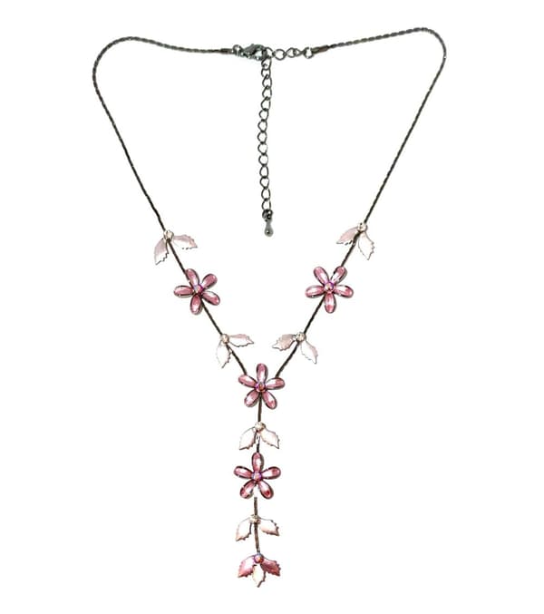 Halsband med blommor i Rosa