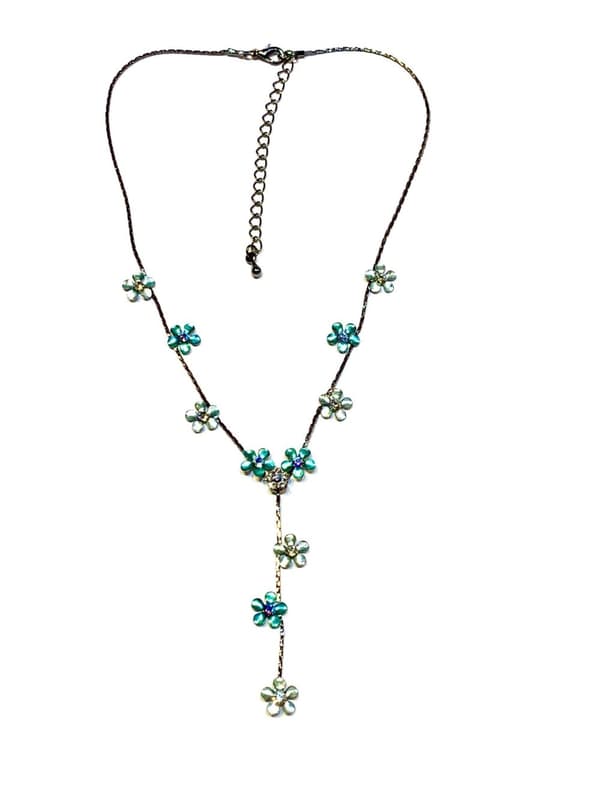 Halsband med blommor i Turkos/Blå