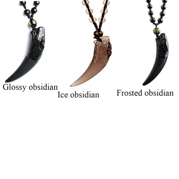 Stilren Obsidian Vargtand Charm Halsband