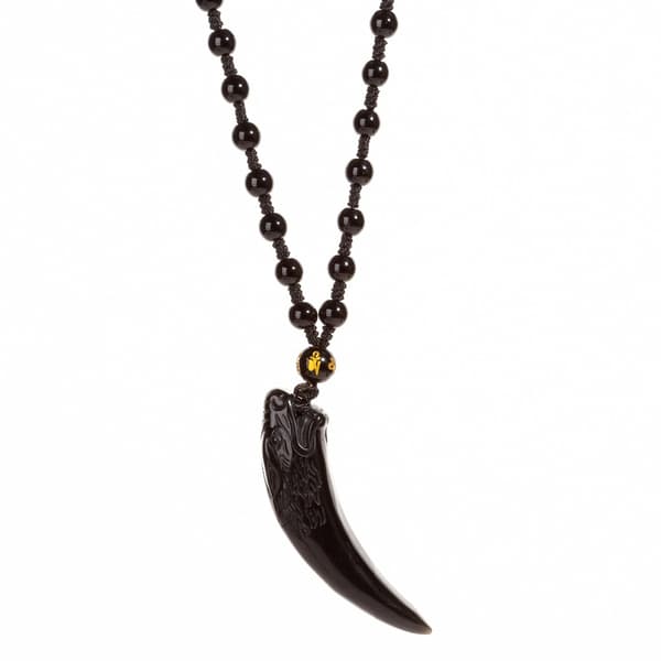 Stilren Obsidian Vargtand Charm Halsband