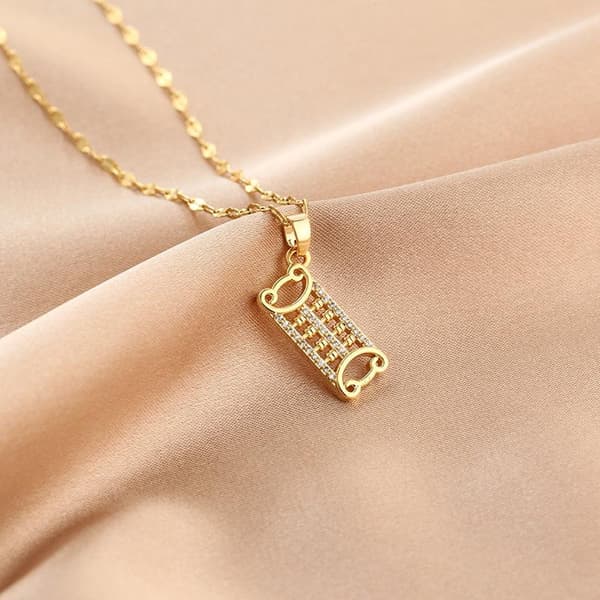 Guldpläterat halsband kedja med kulram i strass skola räkna
