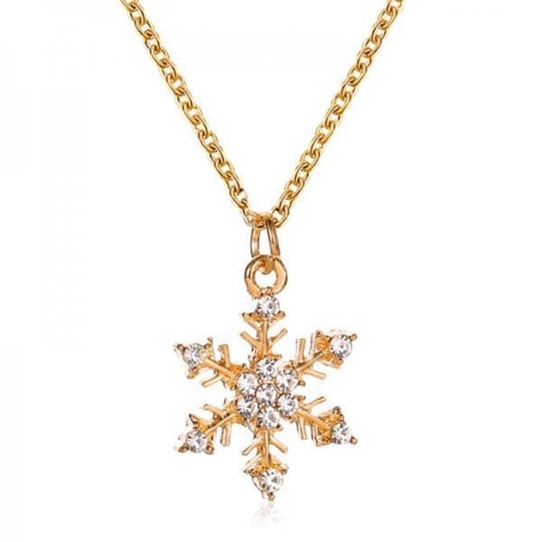 Guldpläterat halsband kedja med stor snöflinga 2 modeller strass