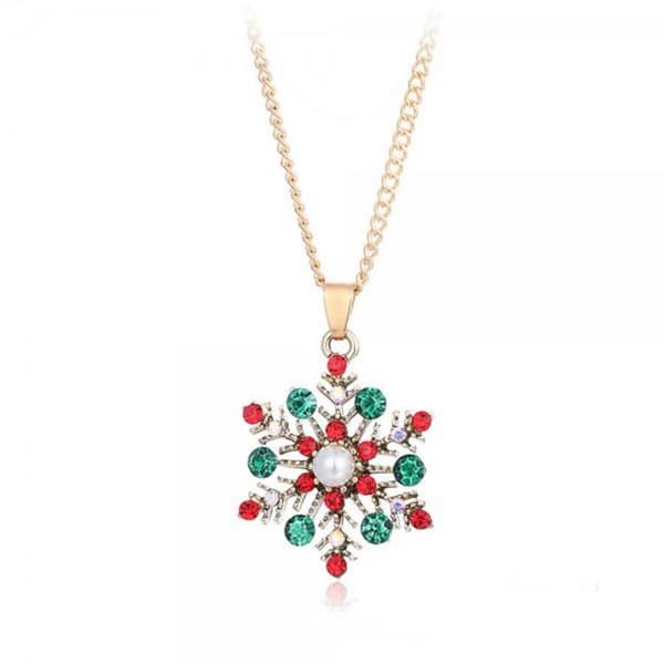 Guldpläterat halsband kedja med stor snöflinga 2 modeller strass Colored stones