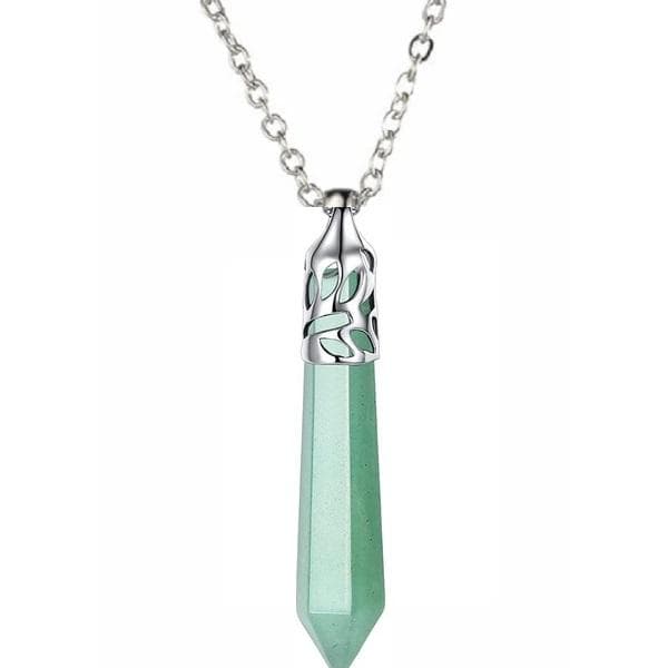 Halsband Aventurin XL Healing Rostfri Kedja Pagan New Age