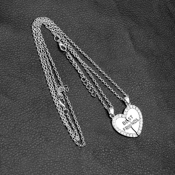 INF Halsband Best Friends pussel hjärta 2-pack Silver