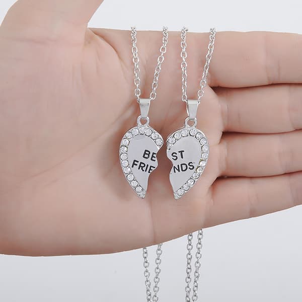 INF Halsband Best Friends pussel hjärta 2-pack Silver