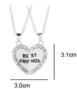 INF Halsband Best Friends pussel hjärta 2-pack Silver