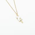 Miniatyrbild 5 av 5: Halsband med pinnglass guld strass hjärtan happy glass