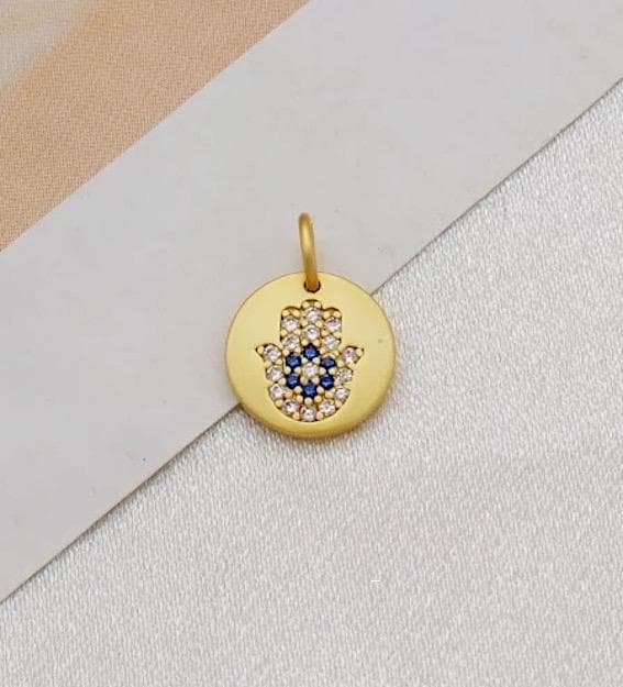 Forgyldte smykker med nazar & hamsa øje hånd blå guld