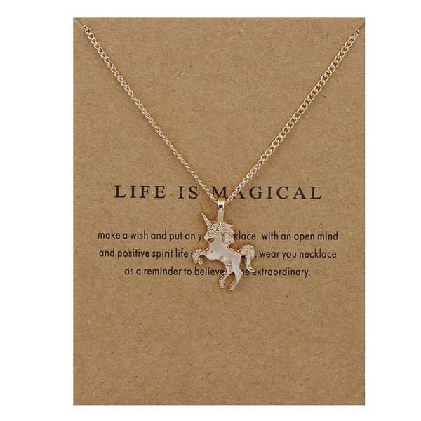 Life is magical - halsband 18K guld silverpläterad gåva enhörning