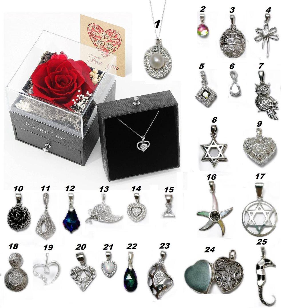 Äkta Evighetsros o Äkta Silver Halsband . Morsdag