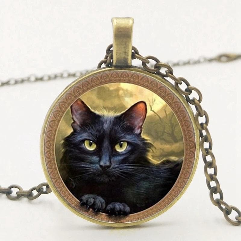 Halsband Katt Svart Black Cat Wicca Pagan