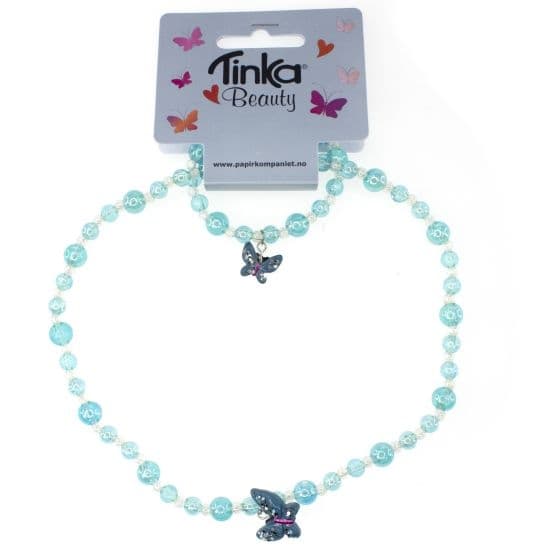 Halsband & Armband med Fjärilar, Blå - Tinka